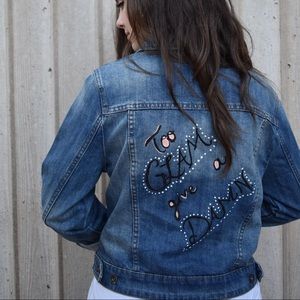 “Too Glam to Give a Damn” handpainted jacket